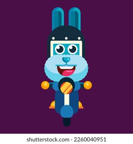 Funny cartoon smiling rabbit character flat design illustration mascot