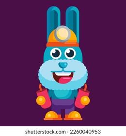 Funny cartoon smiling rabbit character flat design illustration mascot