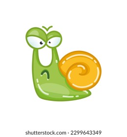 Funny cartoon snail. Cartoon illustration of a angry slug isolated on a white background. Vector 10 EPS.