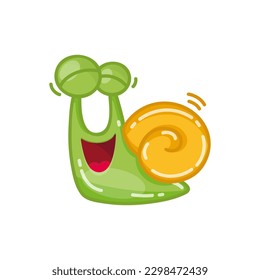 Funny cartoon snail. Cartoon illustration of a laughing slug isolated on a white background. Vector 10 EPS.