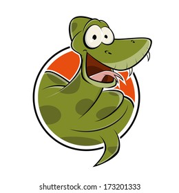 caricatura divertida en una insignia