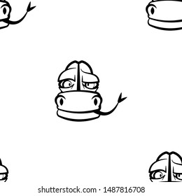 Funny cartoon snake character. Seamless pattern. Design template for wallpapers, wrapping, textile. Black-white reptile head. Vector Illustration