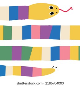 Funny cartoon snake. Childish print. Vector hand drawn illustration.