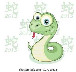 Funny cartoon snake isolated. 2013 Snake Year design
