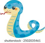 Funny cartoon snake isolated on white background. Year of the Serpent. Vector illustration.