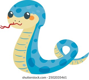 Funny cartoon snake isolated on white background. Year of the Serpent. Vector illustration.