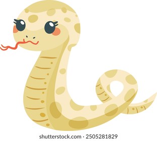 Funny cartoon snake isolated on white background. Year of the Serpent. Vector illustration.