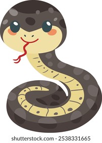 Serpiente divertida de la historieta aislada en el fondo blanco. Año de la Serpiente. Ilustración vectorial.