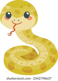 Serpiente divertida de la historieta aislada en el fondo blanco. Año de la Serpiente. Ilustración vectorial.