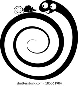 Funny cartoon snake and mouse