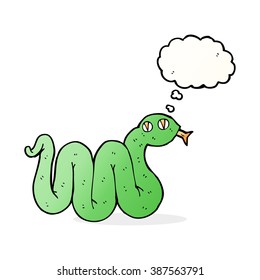 funny cartoon snake with thought bubble