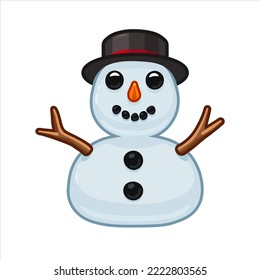 Funny cartoon snowman icon with hat for web and app