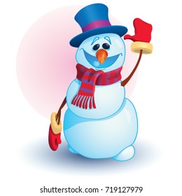 funny cartoon snowman. Vector illustration.
