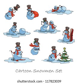 Funny cartoon Snowmen set