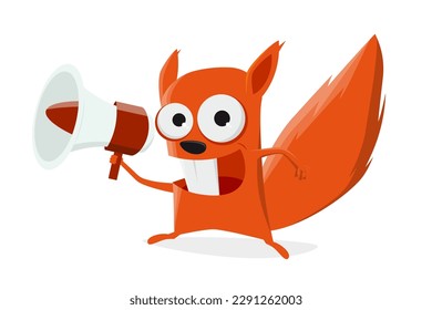 funny cartoon squirrel with megaphone
