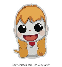 Funny Cartoon Sticker Vector Design