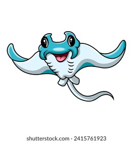Funny cartoon Stingrays are swimming