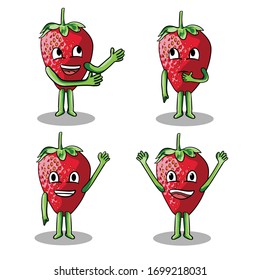 divertida caricatura de fresa vector