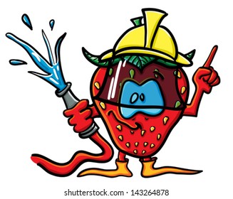 Funny cartoon strawberry on the white background