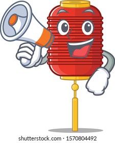 Funny cartoon style of chinese lantern with megaphone