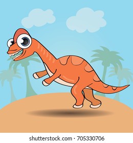 Funny cartoon style dinosaur vector illustration