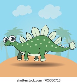 Funny cartoon style dinosaur vector illustration