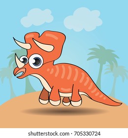 Funny cartoon style dinosaur vector illustration