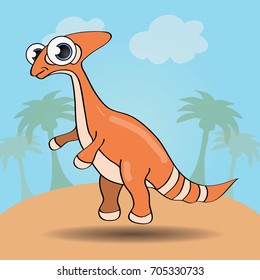 Funny cartoon style dinosaur vector illustration