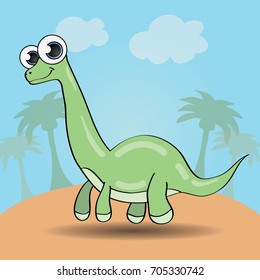 Funny cartoon style dinosaur vector illustration