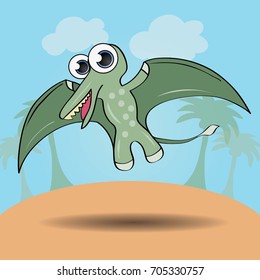 Funny cartoon style dinosaur vector illustration