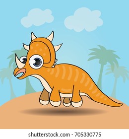 Funny cartoon style dinosaur vector illustration