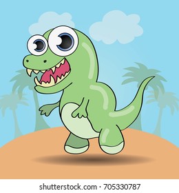 Funny cartoon style dinosaur vector illustration