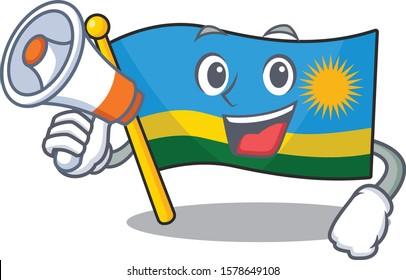 Funny cartoon style of flag rwanda with megaphone