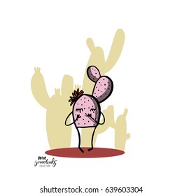 Funny cartoon succulent character with some text