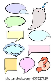  Funny cartoon superhero elements: different clouds for speech.