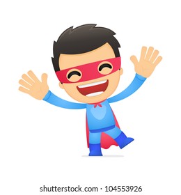 funny cartoon superhero in various poses for use in advertising, presentations, brochures, blogs, documents and forms, etc.