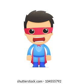funny cartoon superhero in various poses for use in advertising, presentations, brochures, blogs, documents and forms, etc.