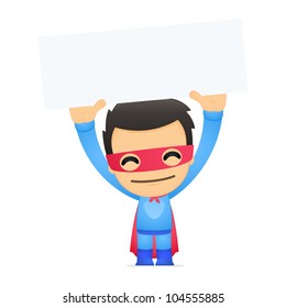 funny cartoon superhero in various poses for use in advertising, presentations, brochures, blogs, documents and forms, etc.