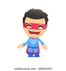 funny cartoon superhero in various poses for use in advertising, presentations, brochures, blogs, documents and forms, etc.