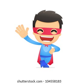 funny cartoon superhero in various poses for use in advertising, presentations, brochures, blogs, documents and forms, etc.