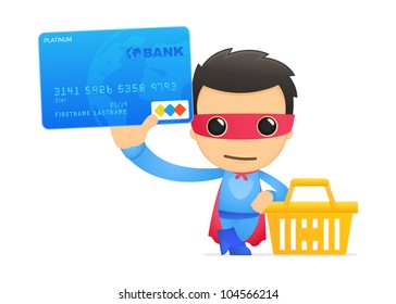 funny cartoon superhero in various poses for use in advertising, presentations, brochures, blogs, documents and forms, etc.