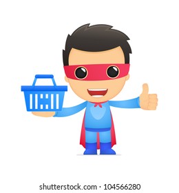 funny cartoon superhero in various poses for use in advertising, presentations, brochures, blogs, documents and forms, etc.