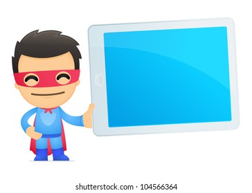 funny cartoon superhero in various poses for use in advertising, presentations, brochures, blogs, documents and forms, etc.