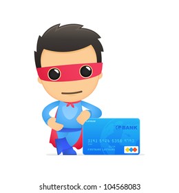 funny cartoon superhero in various poses for use in advertising, presentations, brochures, blogs, documents and forms, etc.