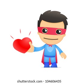 funny cartoon superhero in various poses for use in advertising, presentations, brochures, blogs, documents and forms, etc.