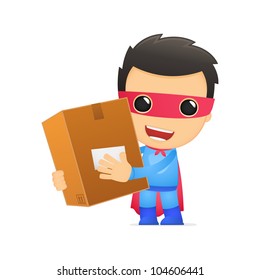 funny cartoon superhero in various poses for use in advertising, presentations, brochures, blogs, documents and forms, etc.
