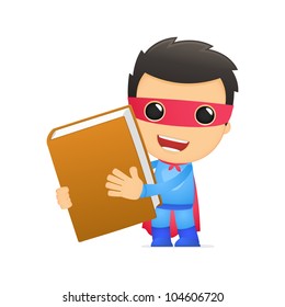 funny cartoon superhero in various poses for use in advertising, presentations, brochures, blogs, documents and forms, etc.