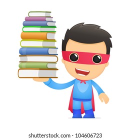 funny cartoon superhero in various poses for use in advertising, presentations, brochures, blogs, documents and forms, etc.