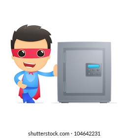 funny cartoon superhero in various poses for use in advertising, presentations, brochures, blogs, documents and forms, etc.