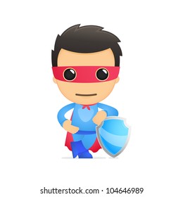 funny cartoon superhero in various poses for use in advertising, presentations, brochures, blogs, documents and forms, etc.